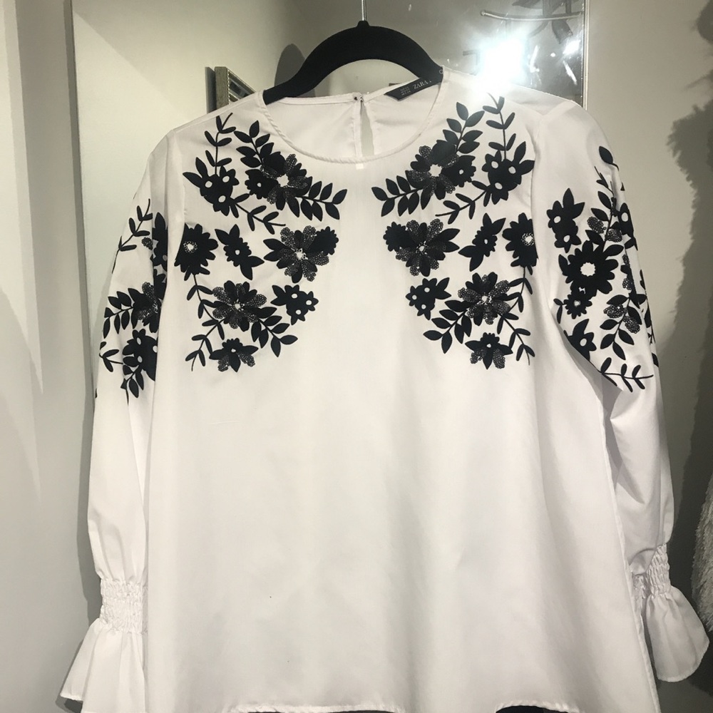 NWT Zara white poplin blouse